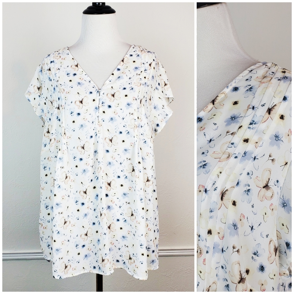 Carolina Belle Montreal Blouse Top Floral Butterfly Pleated Cottagecore Boho